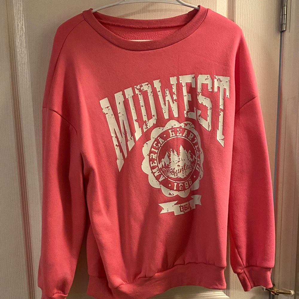 Midwest Graphic Pink Sweater